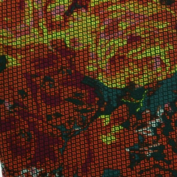 LuLaRoe Leggings Orange Green Yellow Pink Digital Roses Floral One Size OS‎ - Picture 10 of 11